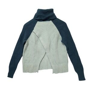 Madewell Colorblock Eastbrook Turtleneck Merino Wool Sweater Cross-Back Sz S‎